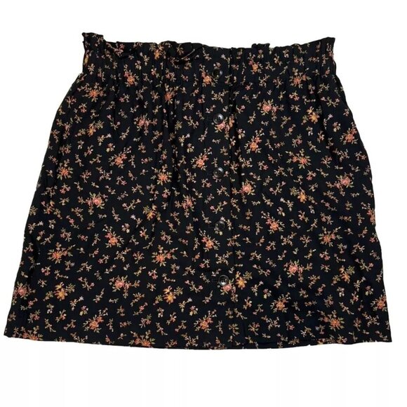Host Pick 🎀 NWOT Madewell Black Floral Button-front Mini Skirt Size XXL - Picture 1 of 8